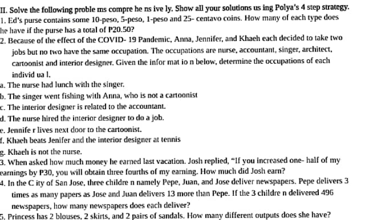 please help me with my activity in mathematics in