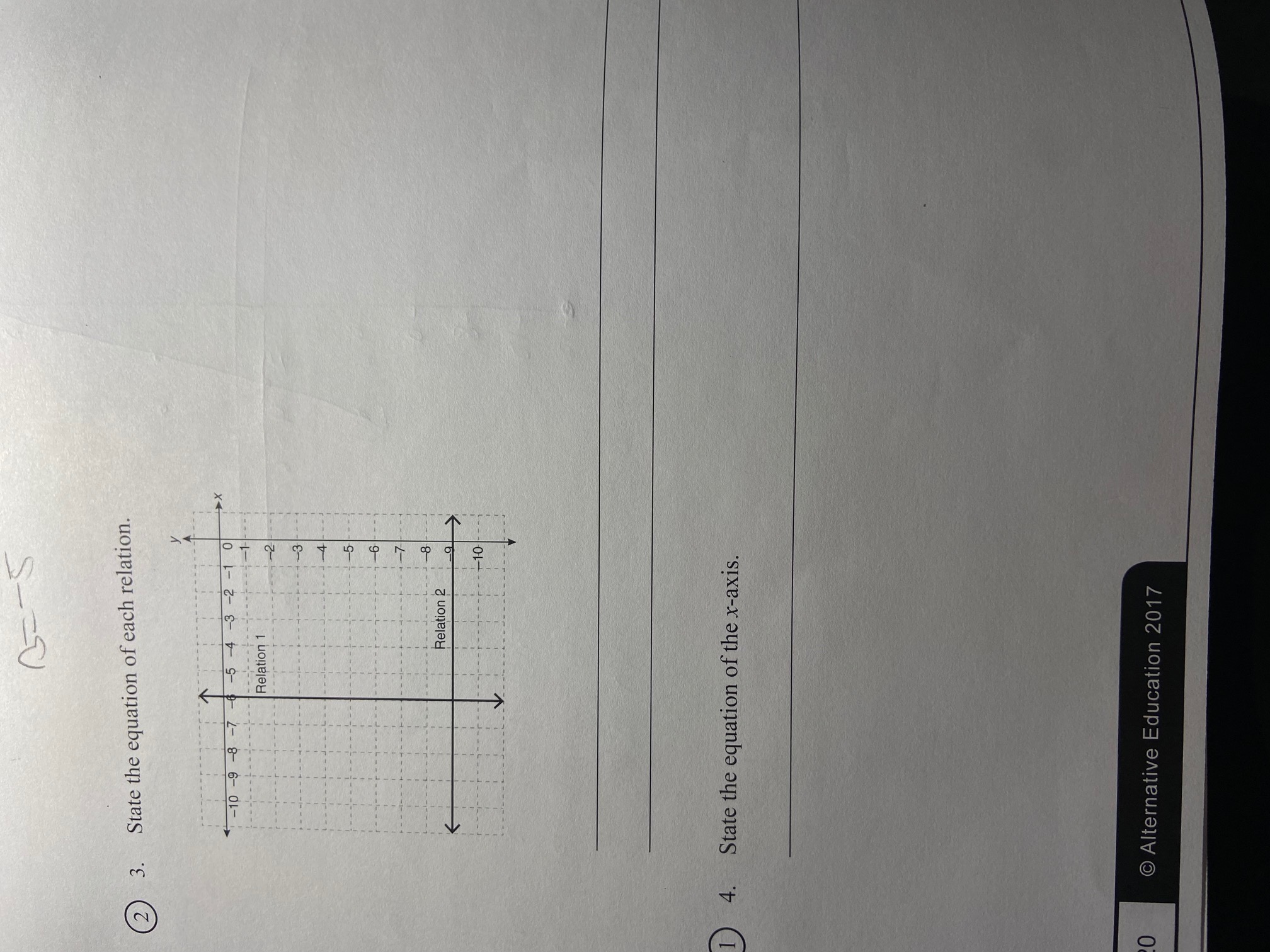 2 3 . State the equation of each relation. -10 -9