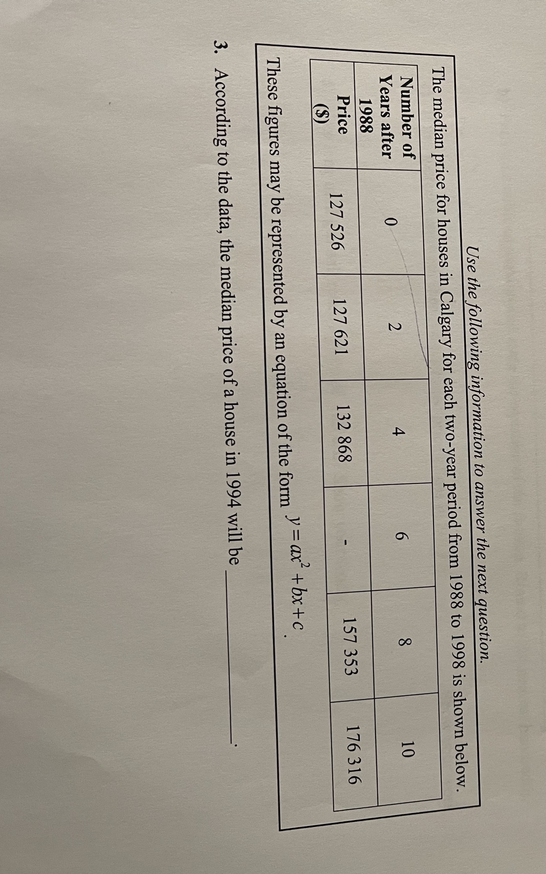 Use the following information to answer the next