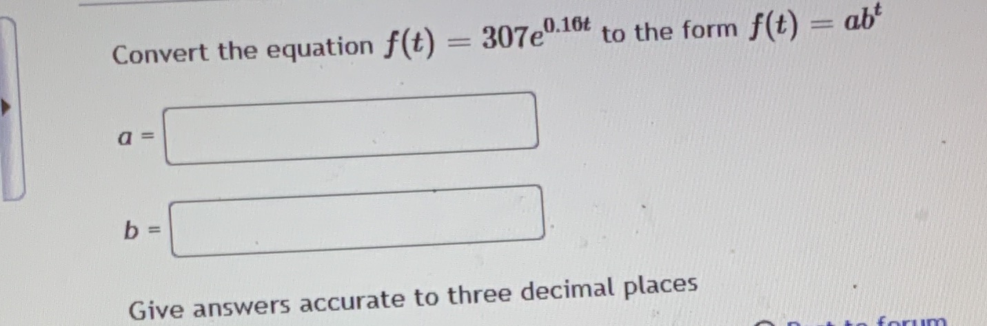 Convert the equation f(t) = 3070.16t to the form