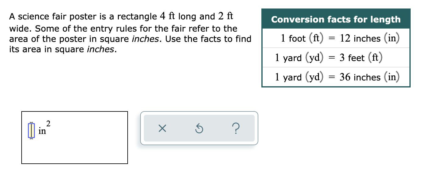 A science fair poster is a rectangle 4 ft long