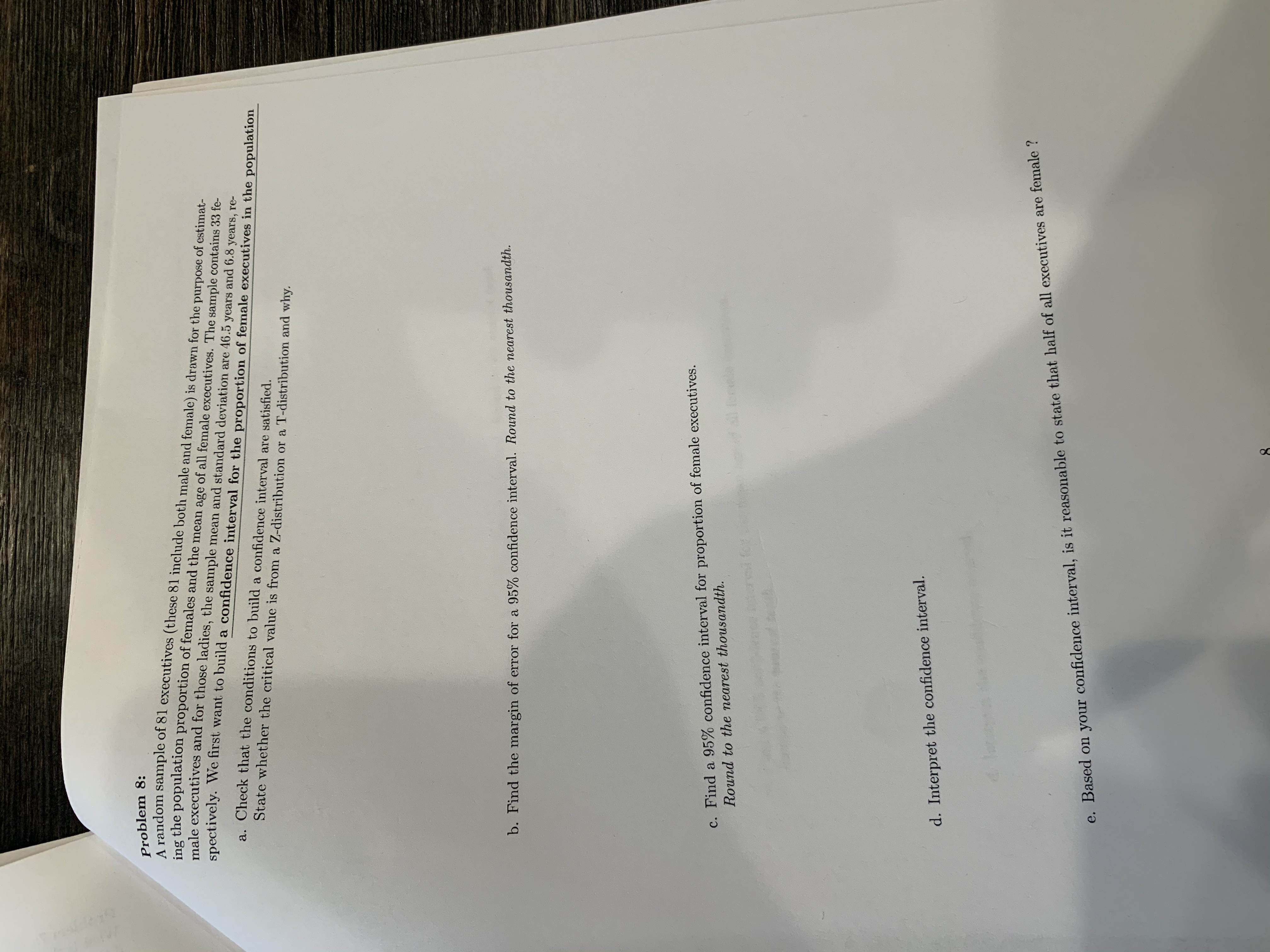 Problem 8, please show work Problem 8: A random