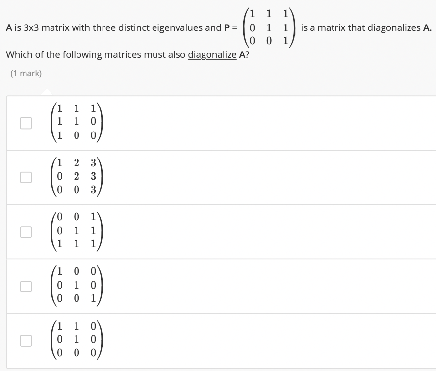 A is 3x3 matrix with three distinct eigenvalues
