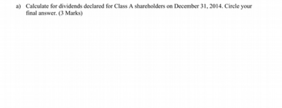 a) Calculate for dividends declared for Class A