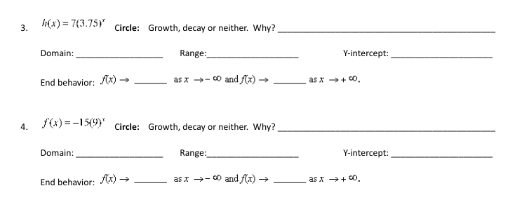 TOPIC 8-1 For each function, identify the