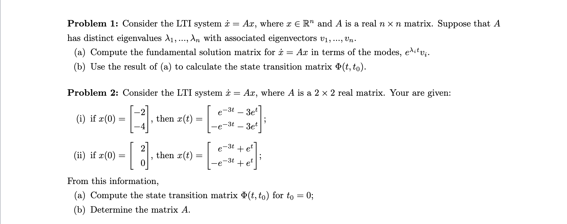 Problem 1: Consider the LTI system 1': : Am,