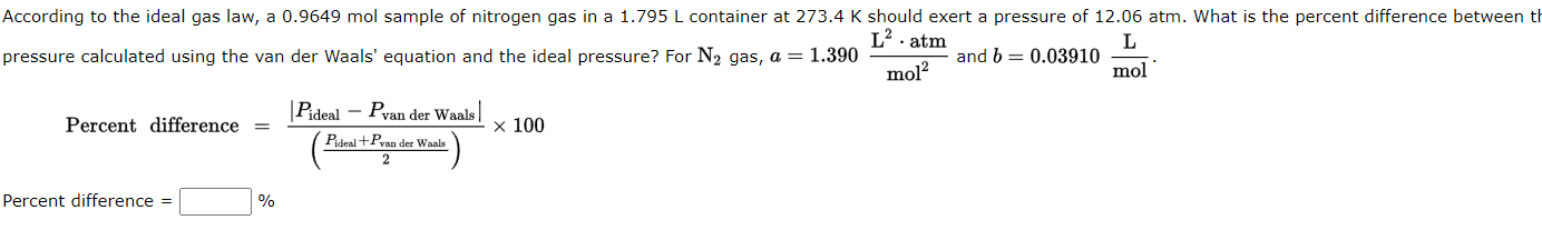 According to the ideal gas law, a 0.9649 mol