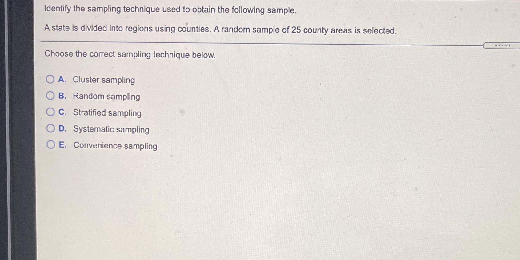 Identify the sampling technique used to obtain