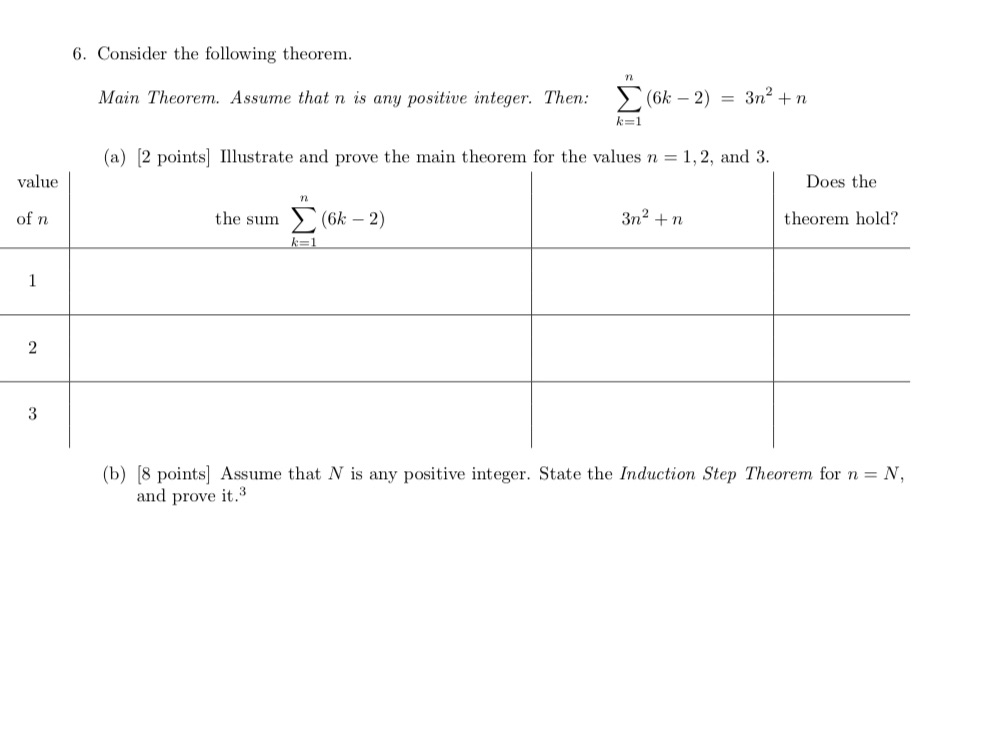 6. Consider the following theorem. Main Theorem.