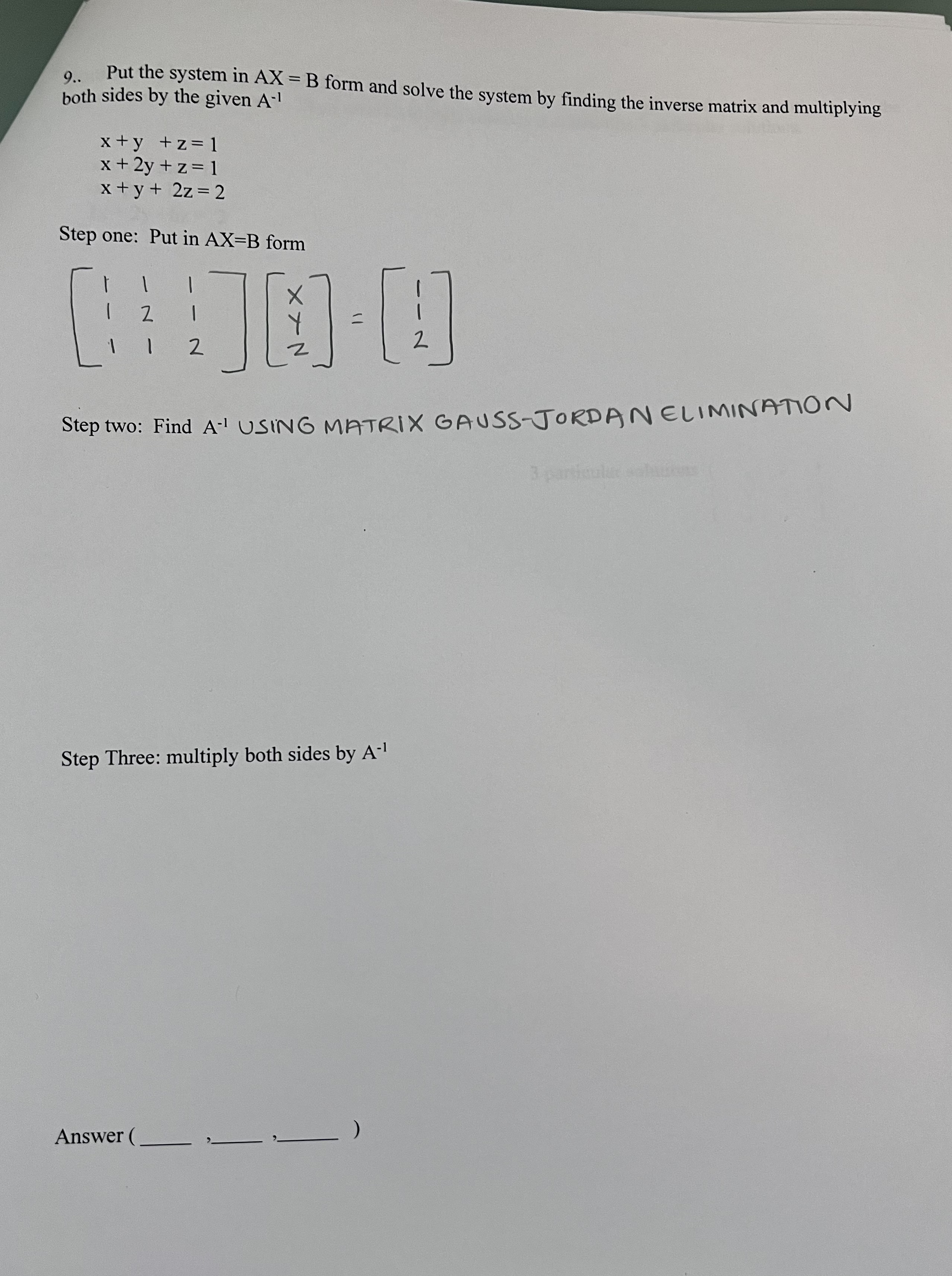 ***For step 2 it is required tosolve by Matrix