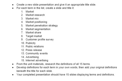 Create a new slide presentation and give it an