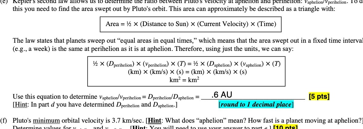 (e) kepler's second law allows us to