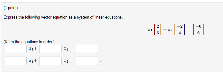 Consider the following system of linear