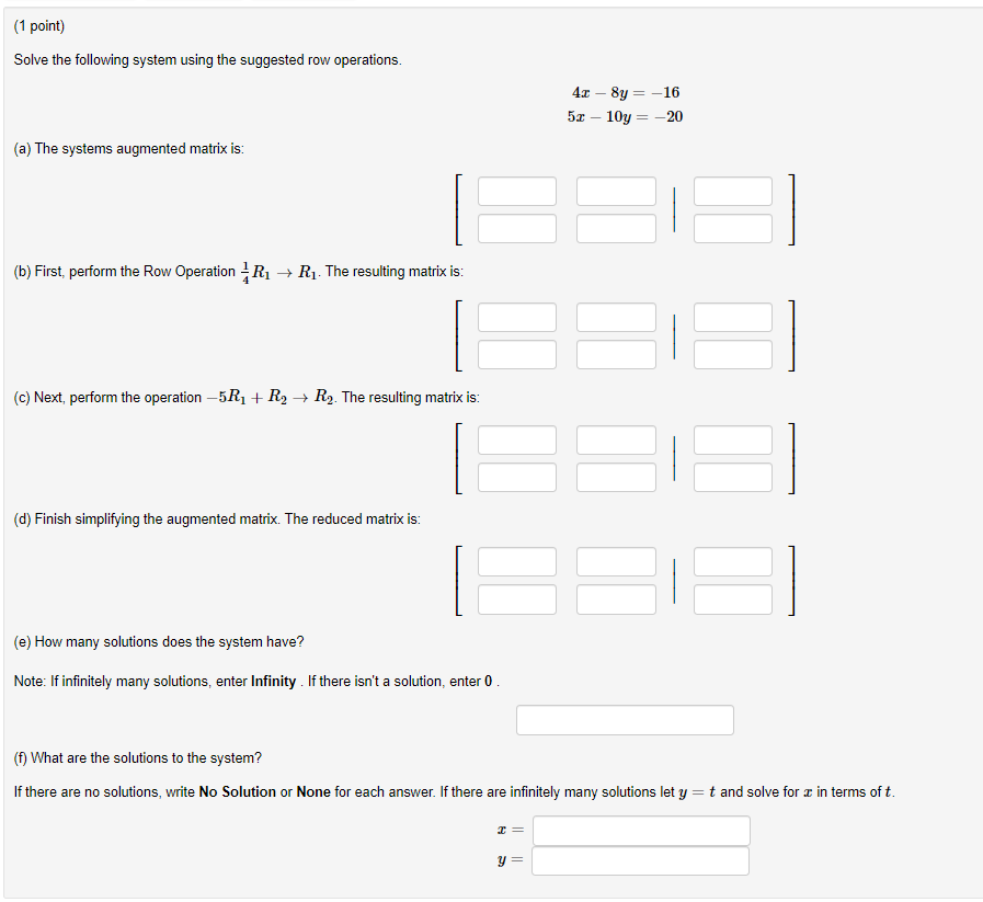 Consider the following system of linear
