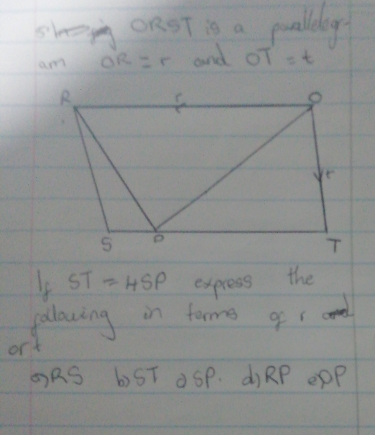 its vectors she ORST is a am OR= r and Of = t R S