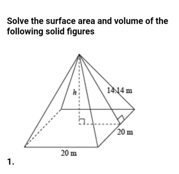 Solve the surface area and volume of the