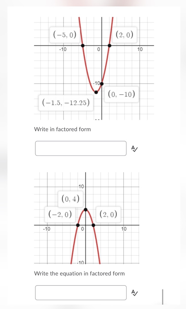 Please answer the following questions (-5, 0) (2,