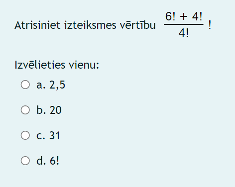 Factorial, test. 1. Solve the value of the