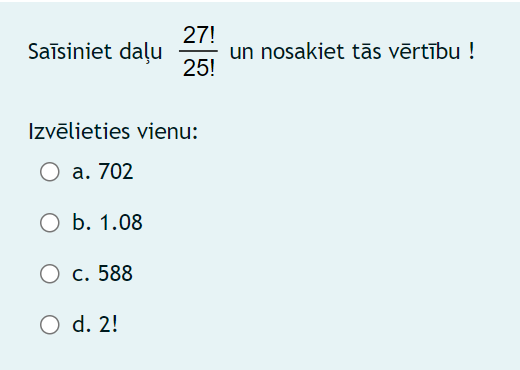 Factorial, test. 1. Solve the value of the