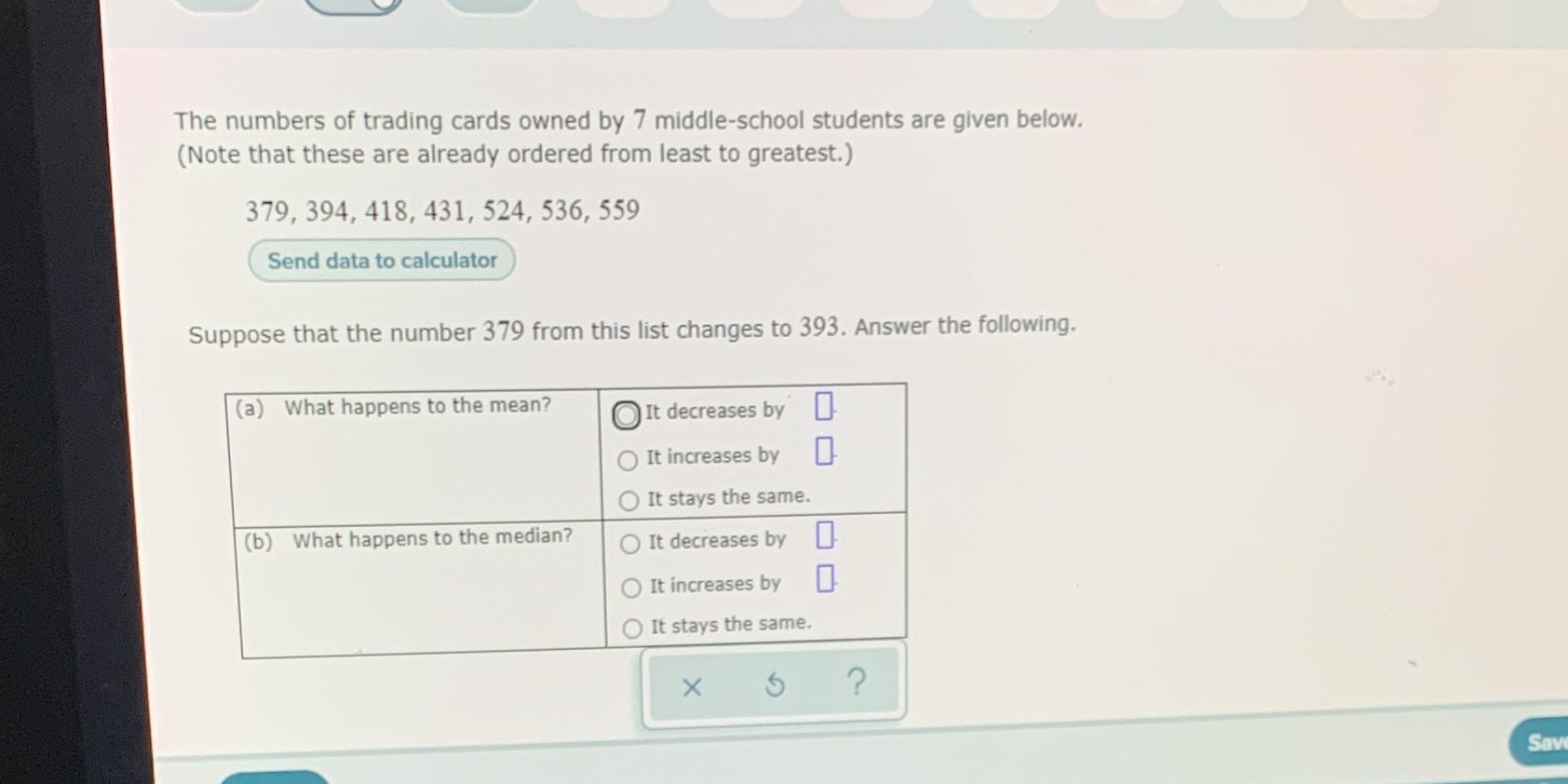 The numbers of trading cards owned by 7