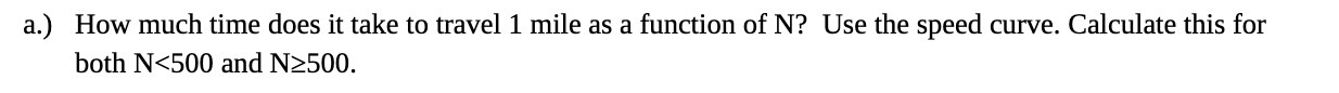a.) How much time does it take to travel 1 mile