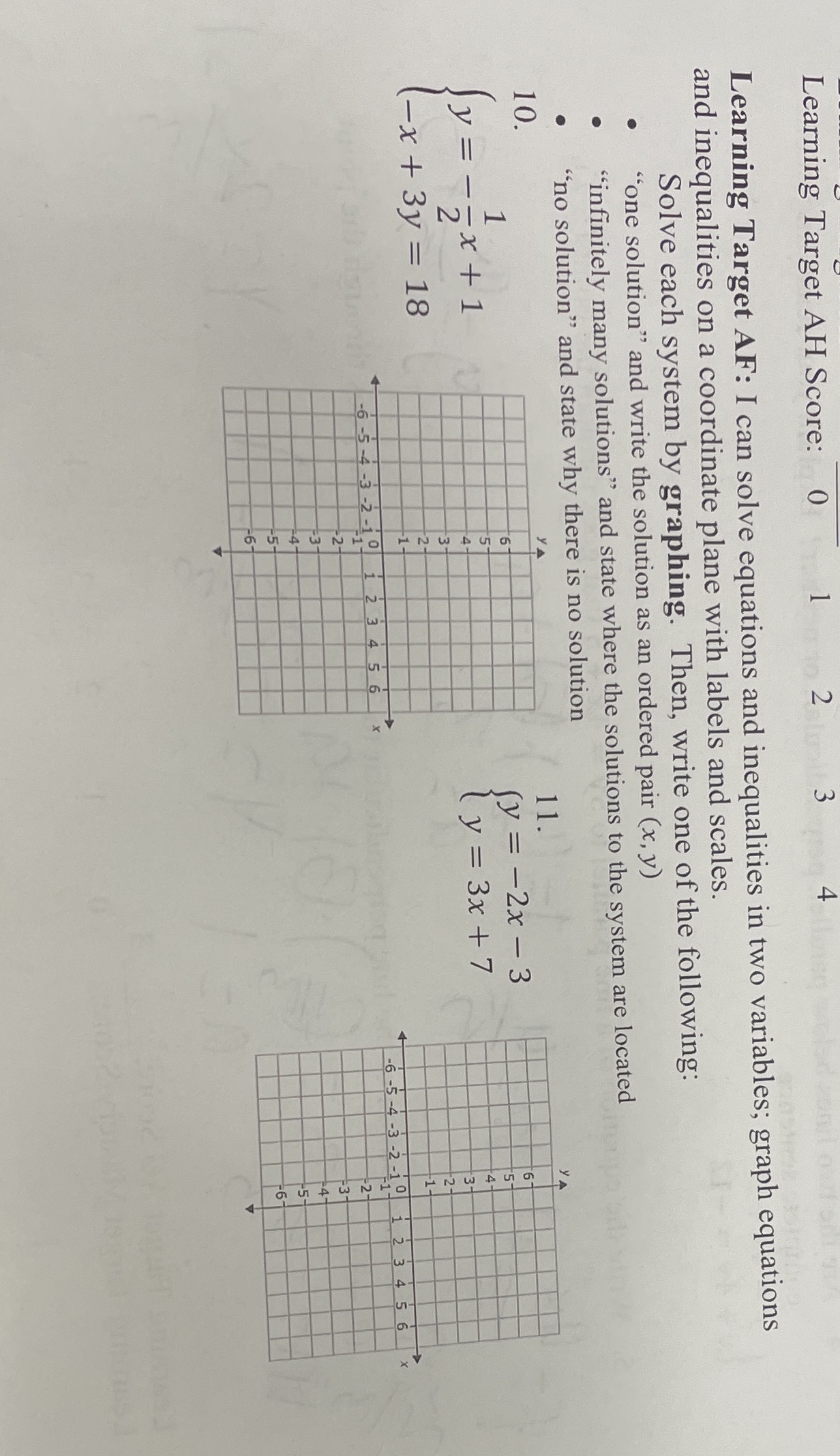 Learning Target AH Score: 0 N Learning Target AF: