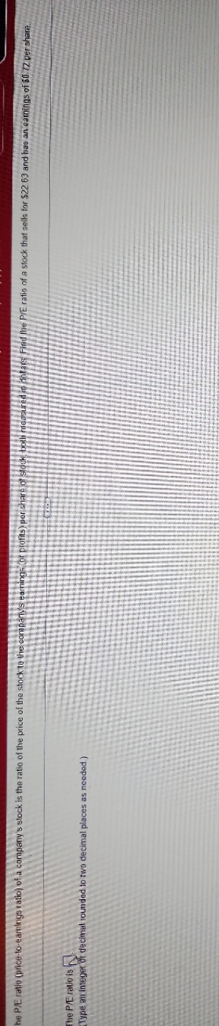 he P/E ratio (price-to-earnings ratio) of a