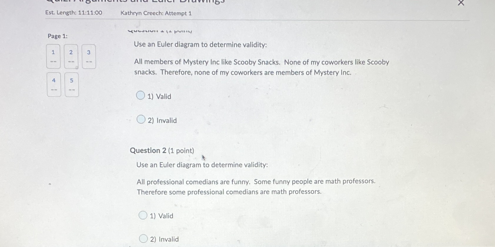 Please answer both Est. Length: 11:11:00 Kathryn