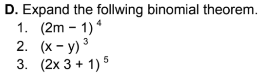 Expand the following binomial theorem. \f