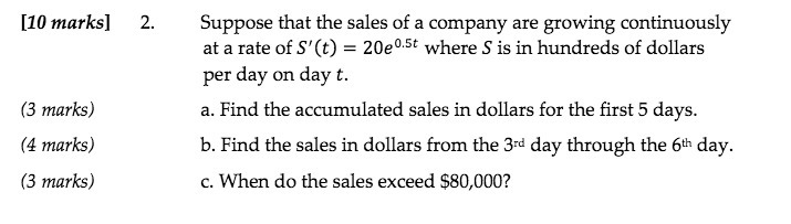 II' marks] 2. Suppose that the sales of a