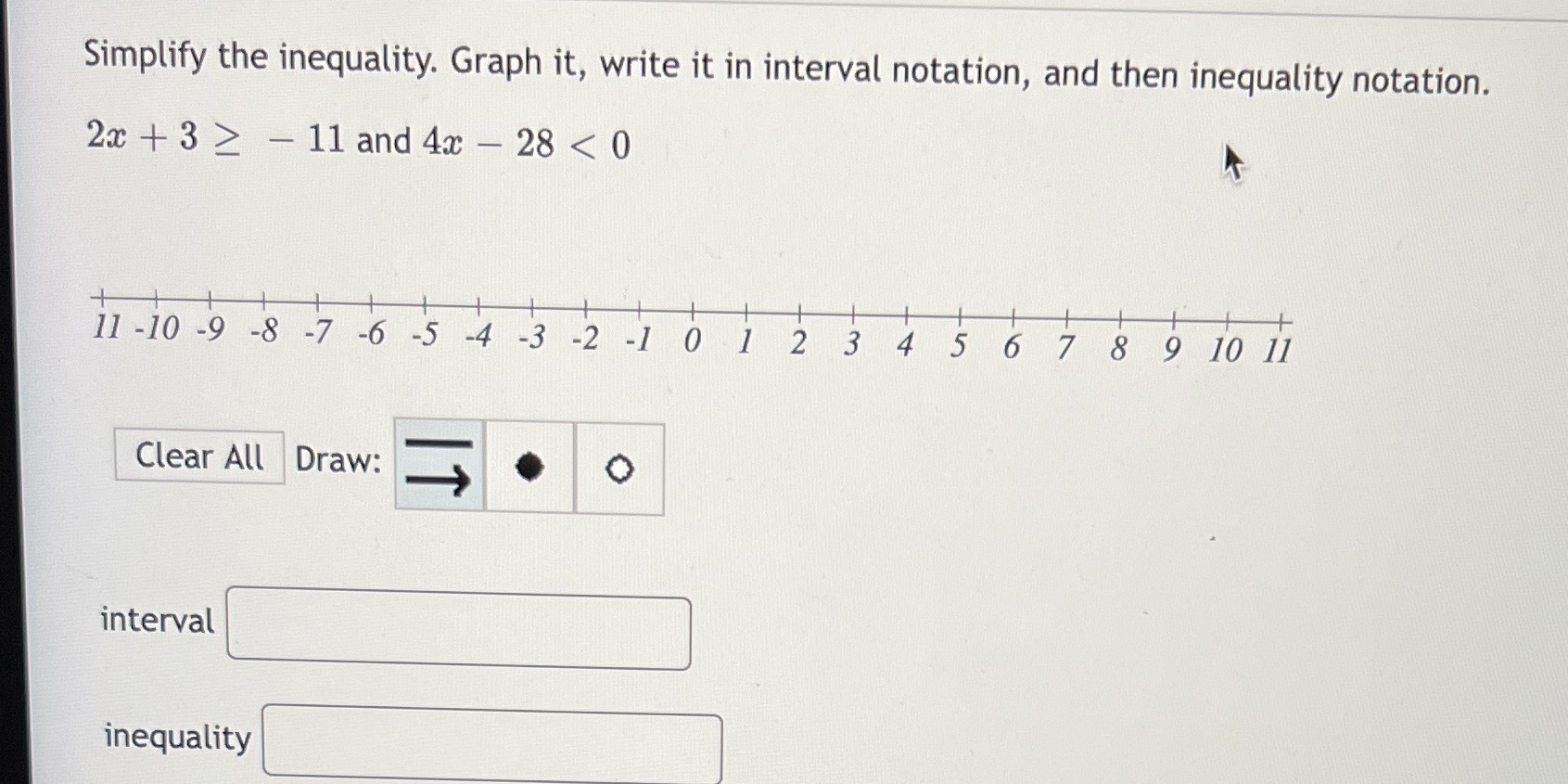 Simplify the inequality. Graph it, write it in