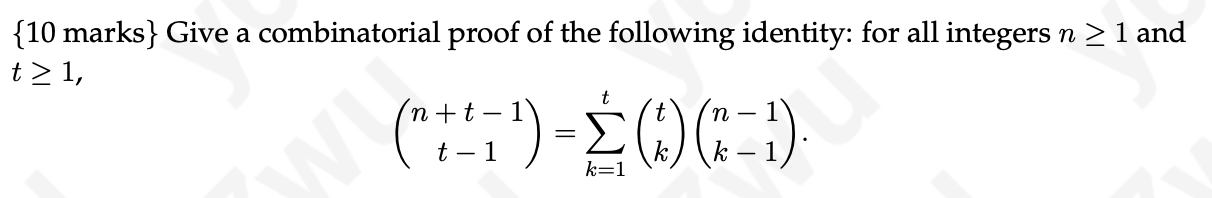 Give a combinatorial proof of the following