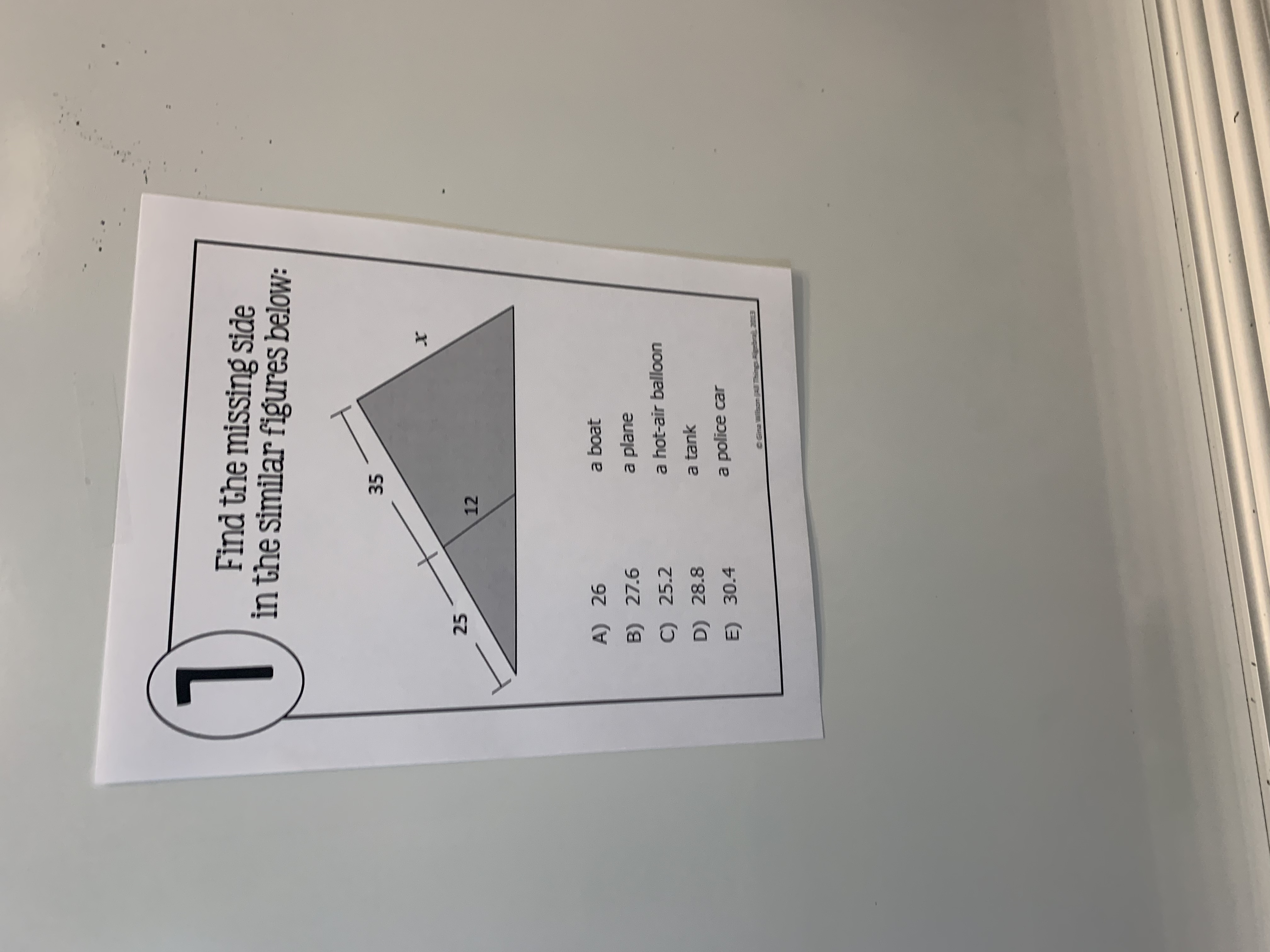Find the missing side in the similar figures
