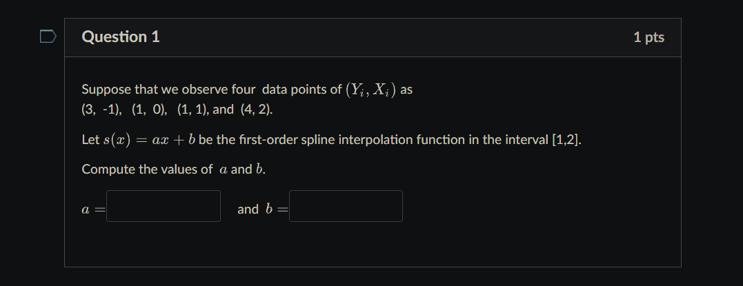 Question 1 Suppose that we observe four data