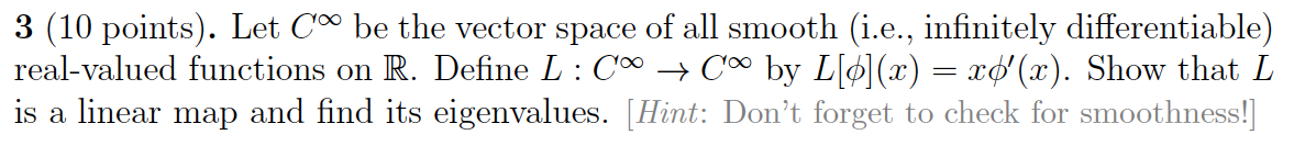 Q3 3 (10 points). Let Coo be the vector space of