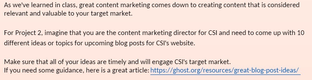 As we've learned in class, great content