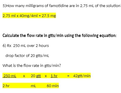 5) How many milligrams of famotidine are in 2.75