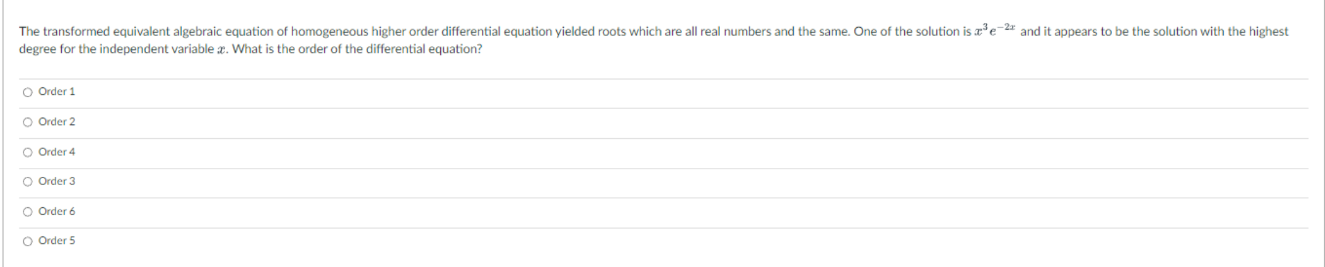 The transformed equivalent algebraic equation of