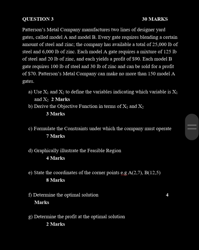 Decision Science QUESTION 3 30 MARKS
