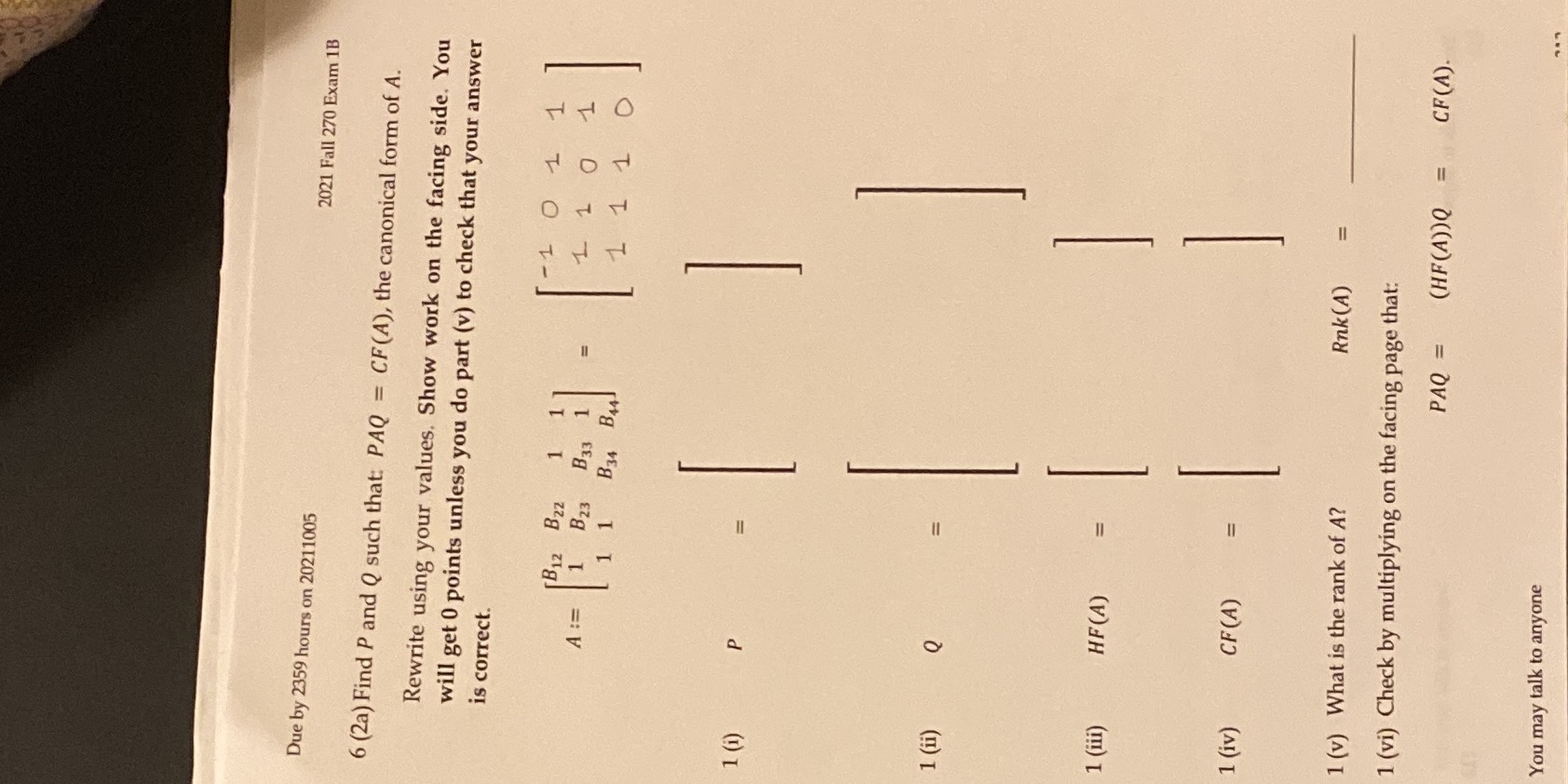 Due by 2359 hours on 20211005 2021 Fall 270 Exam