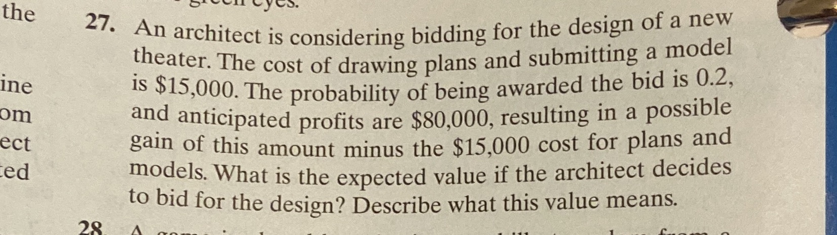 the 27. An architect is considering bidding for