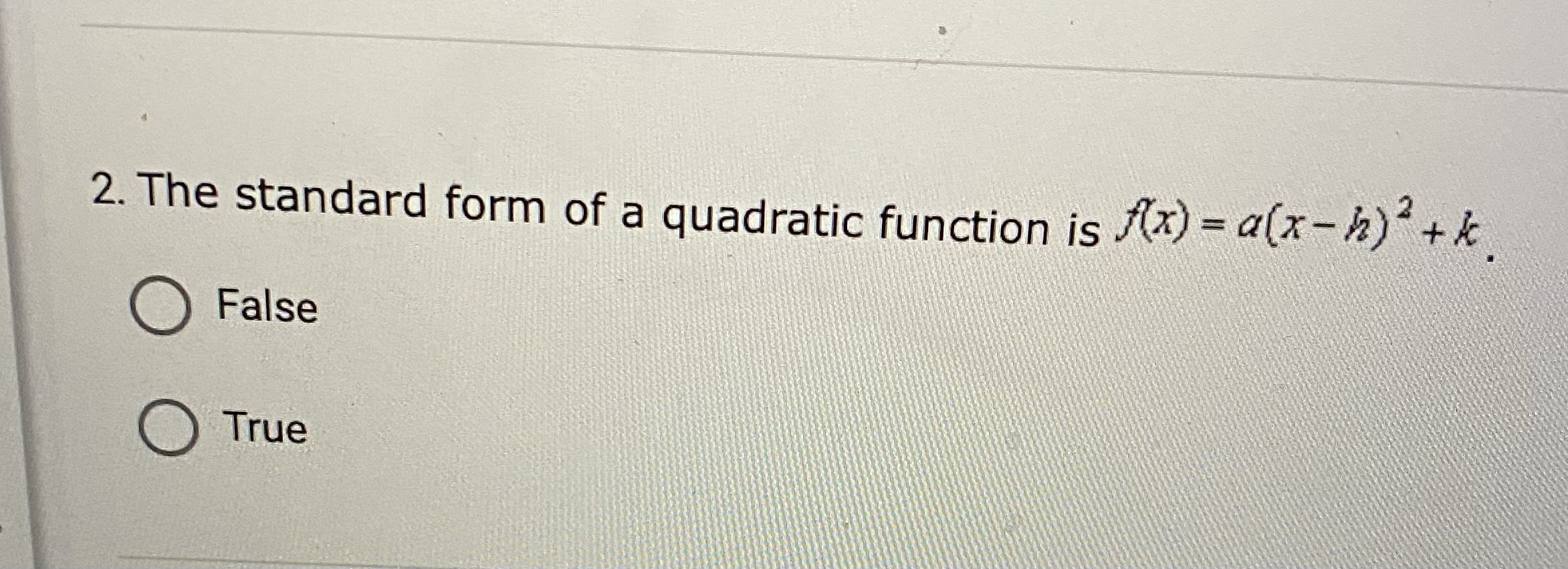 \f1. Rewrite the quadratic funtion from standard