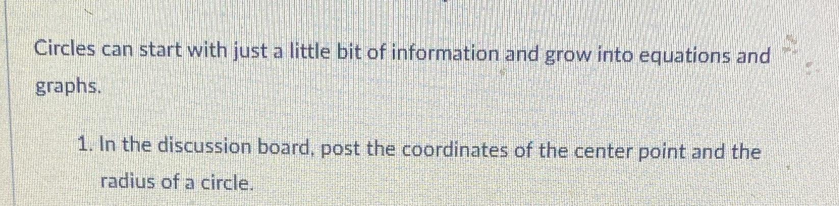 Circles can start with just a little bit of