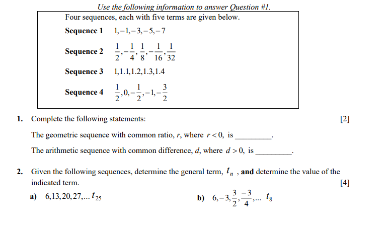 Use the following information to answer Question