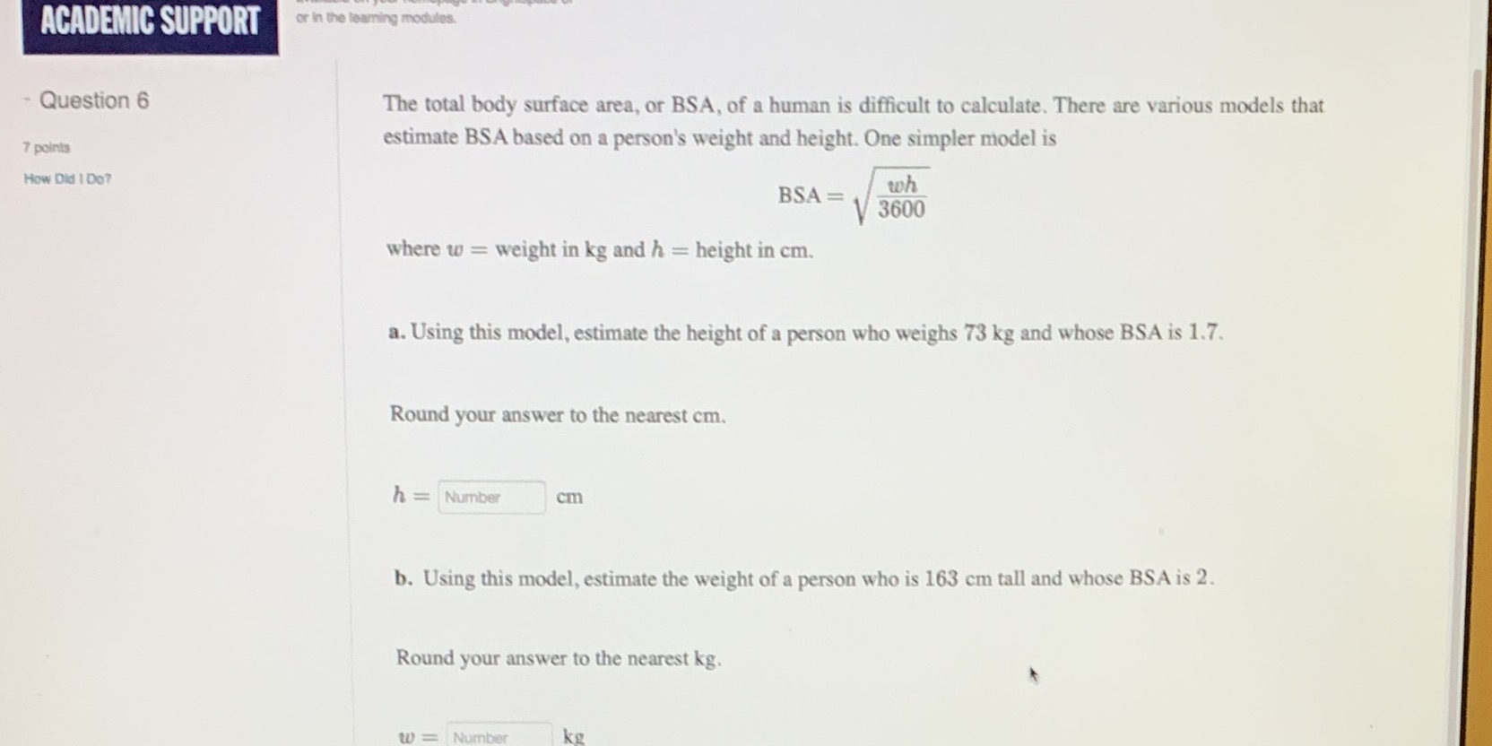 ACADEMIC SUPPORT or in the learning modules