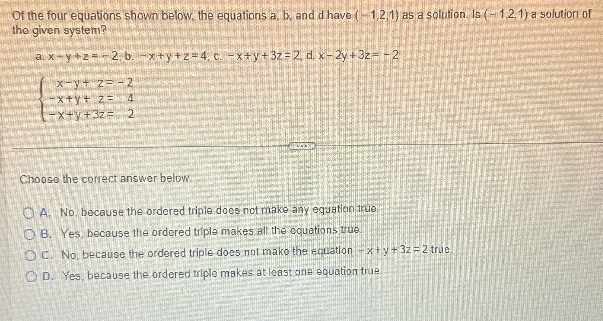 Of the four equations shown below, the equations