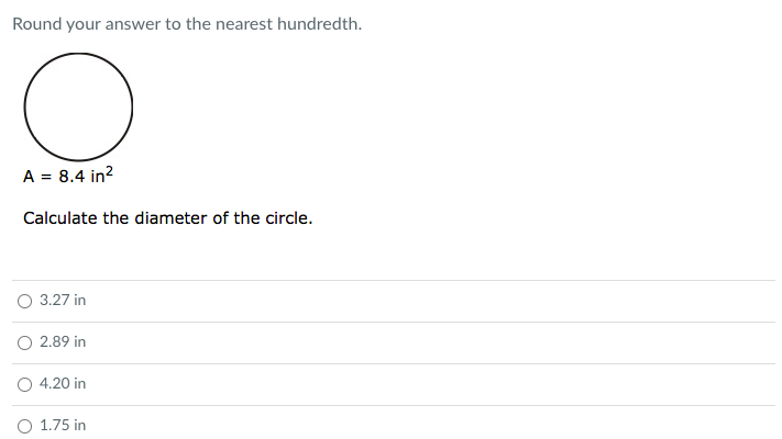 Area and Circumference of a Circle Round your