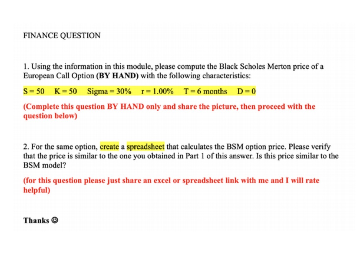 FINANCE QUESTION 1. Using the information in this