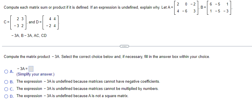 1. Find the inverse of the matrix. 6 2 8 3 Select