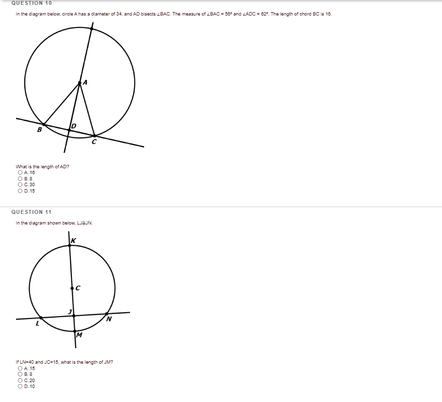 QUESTION 1 What is the equation of the circle
